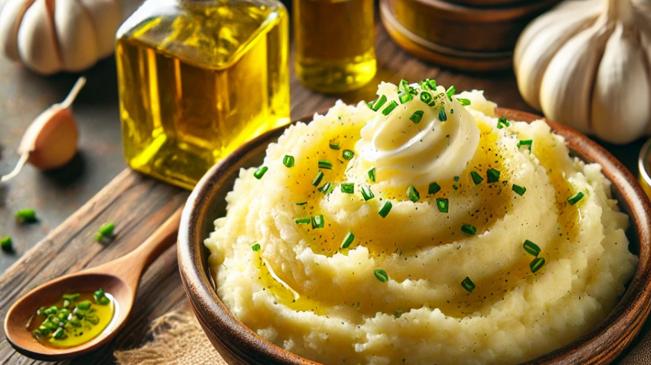 Garlic Butter Mashed Potatoes with a Zesty Meyer Lemon Vinaigrette Drizzle