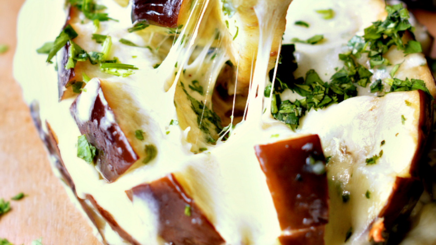 Eggplant and Basil Crostini with Grilled Bread recipe