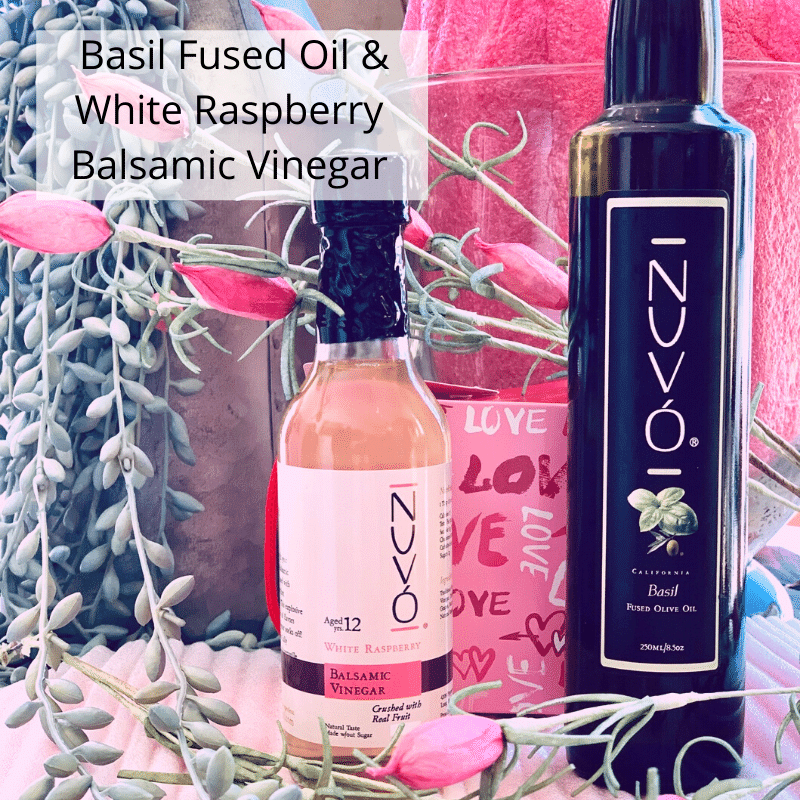 The Valentine Combo: Fused Basil Olive Oil - Raspberry White Balsamic