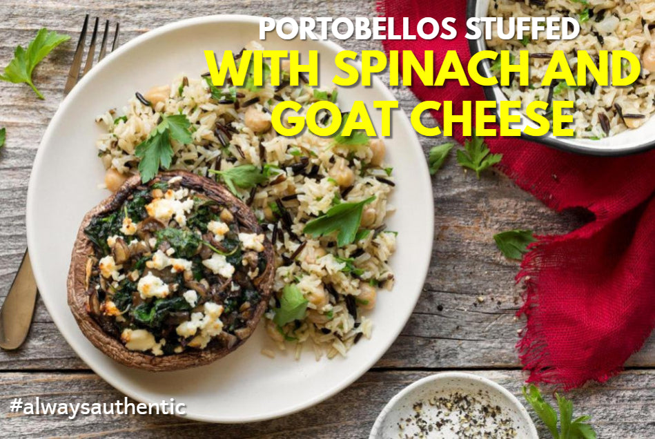 PORTOBELLOS STUFFED WITH SPINACH AND GOAT CHEESE