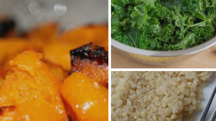 Roasted Butternut Squash With Kale and Quinoa Salad