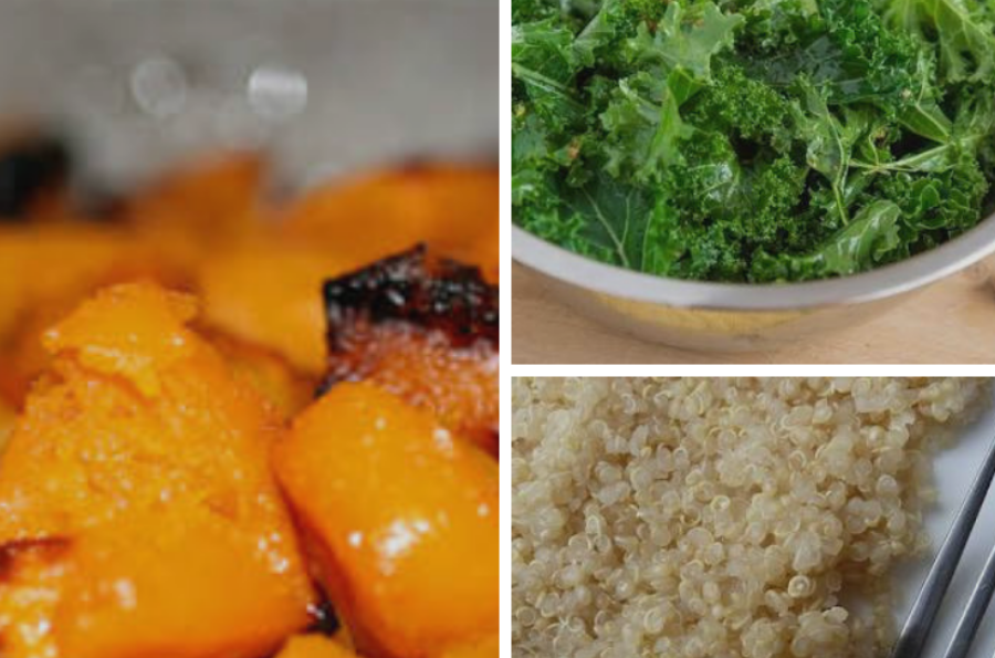 Roasted Butternut Squash With Kale and Quinoa Salad